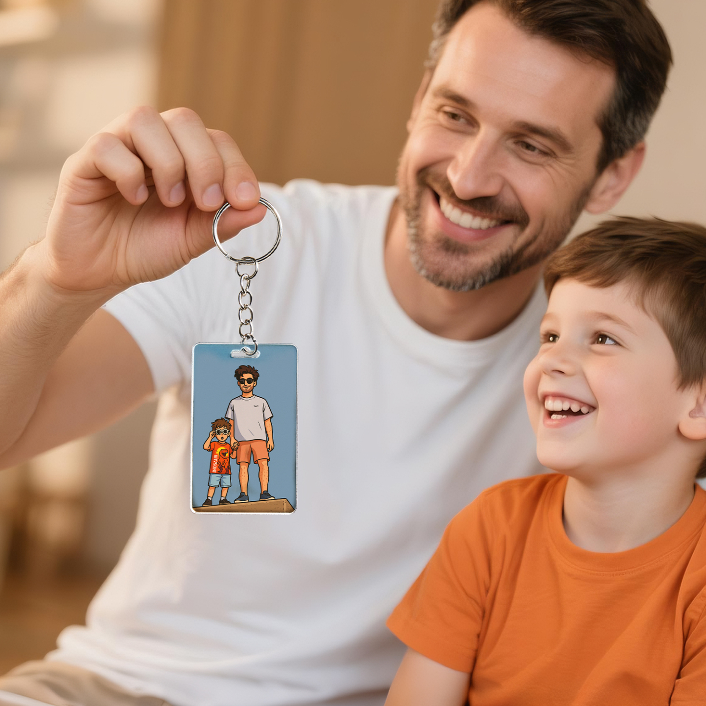 Personalized Keychain Photo Custom Anime Portrait Cartoon Style Father's Day Gift