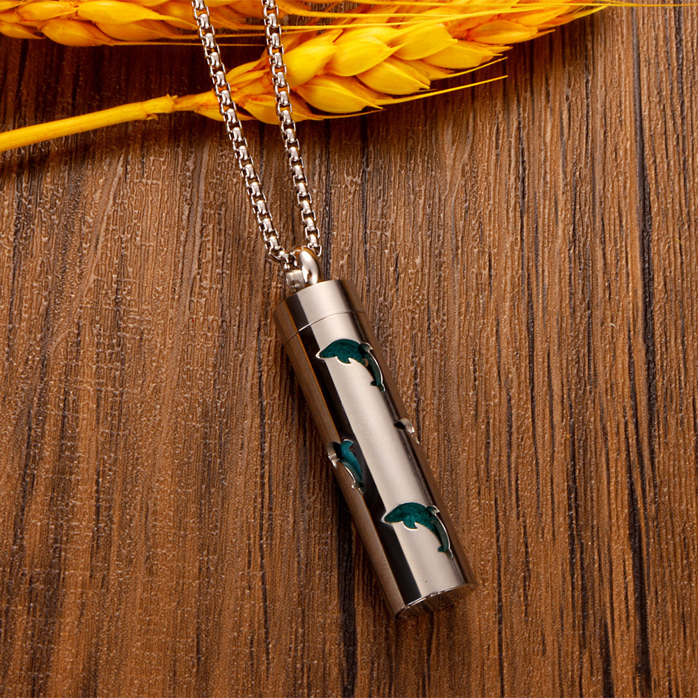 Perfume Diffuser Necklace Essential Oil Aromatherapy Stainless Steel Necklace Vertical Fragrance Pendant Necklace
