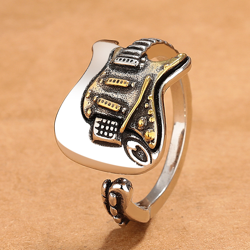Vintage Electric Guitar Ring Creative Adjustable Guitar Ring Unique Music Jewelry Gift