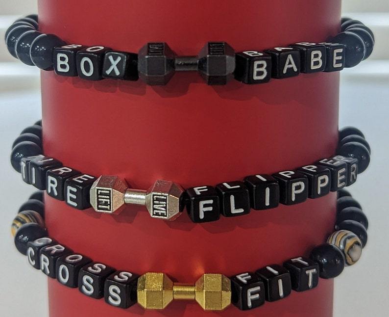 Custom Fitness Bracelet Dumbbell Bracelet Personalized Name Men's Bracelets