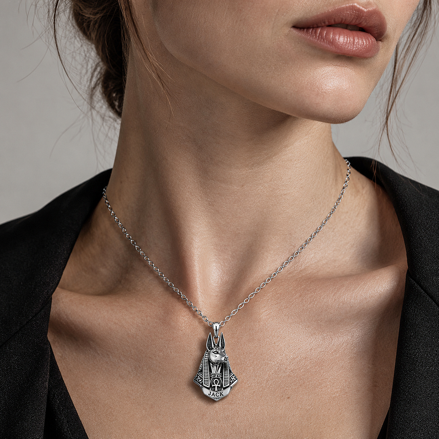 Custom Engraved Anubis Necklace in Solid 925 Silver - Ancient Egyptian Deity Pendant, Heavy Silver, Built to Age With You