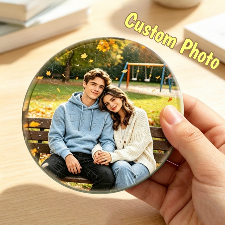 Personalized Photo Puzzle Mirror, Custom Compact Mirror with Jigsaw Photo, Portable Mirror with Mini Puzzle, Unique Gift for Her