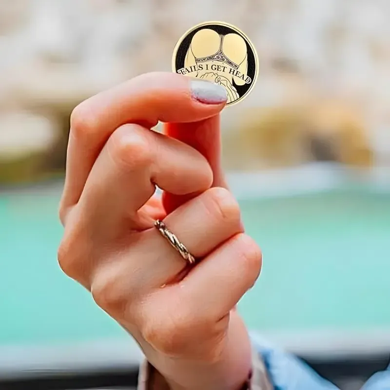 Funny Heads and Tails Coin Heads I Get Tails Tails I Get Head Adult Prank Gift Lucky Challenge Coin Valentine's April Fools Gift Round Lightweight