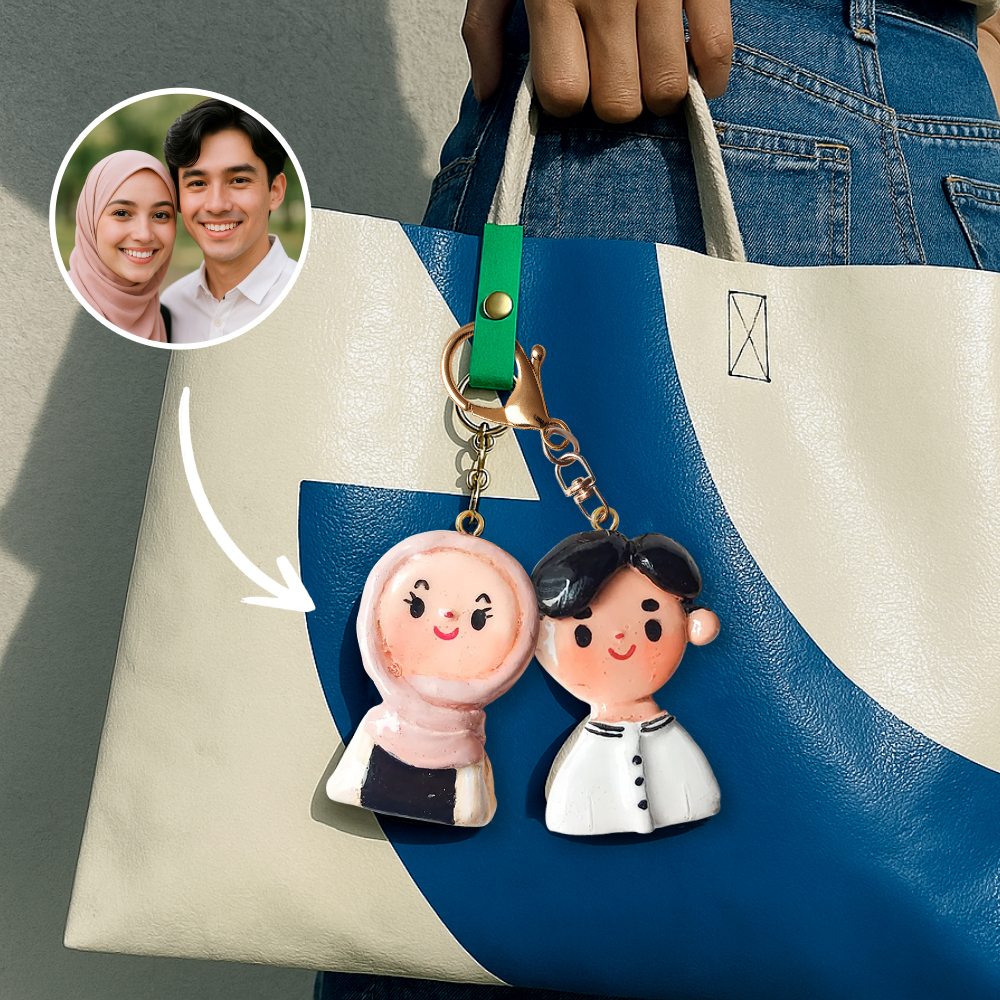 Custom Cute Style Bag Charm– Personalized Cartoon Gift with Your Faces