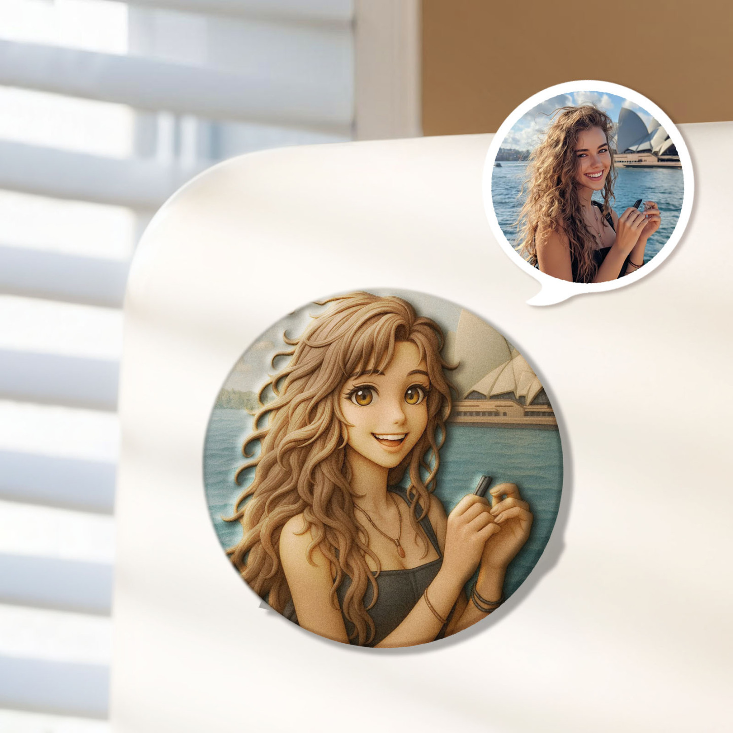 Custom 3D Cartoon Personalized Photo Fridge Magnet Badge