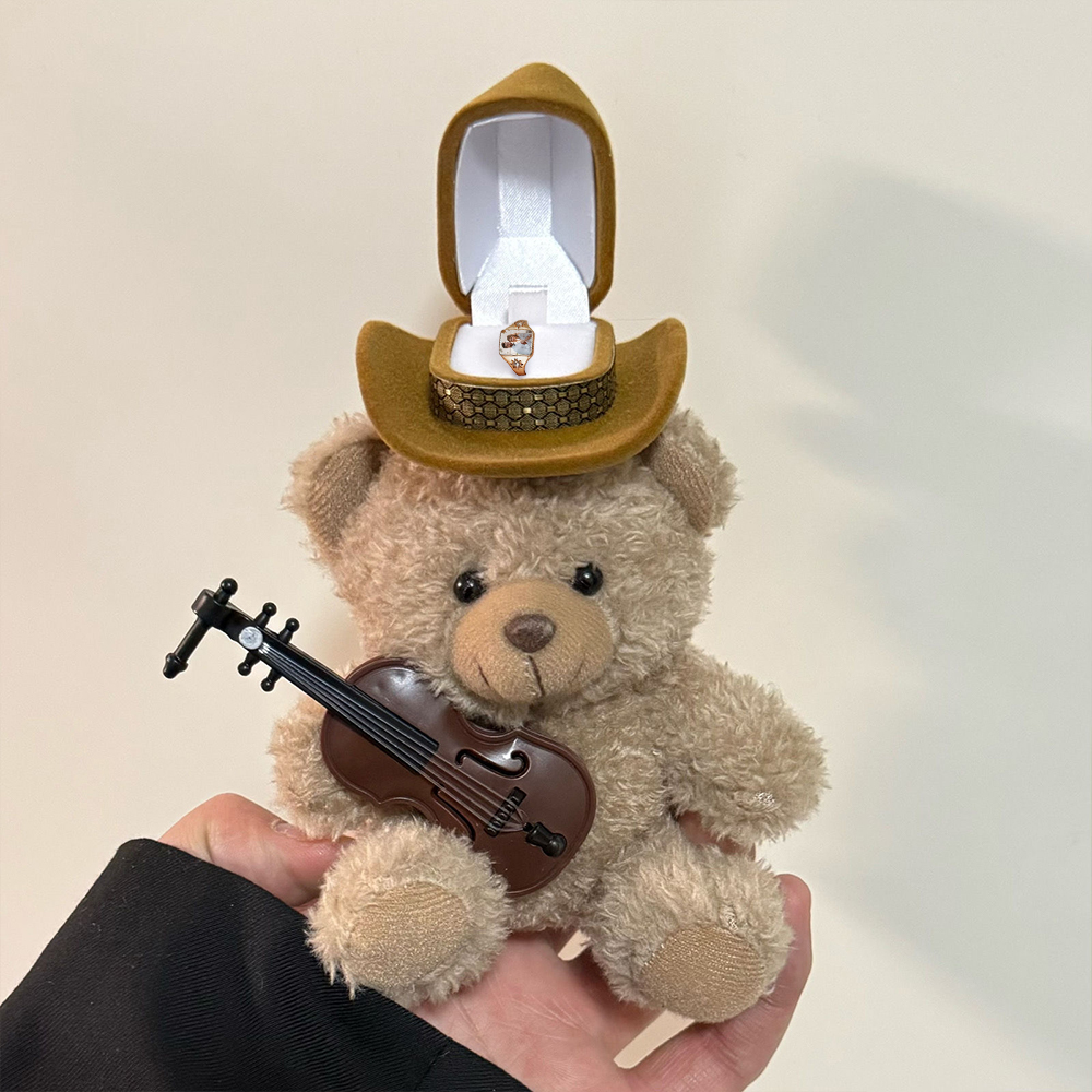 Westie Dog-Shaped Ring Box with Hat Cute Engagement Jewelry Gift for Her - soufeelus