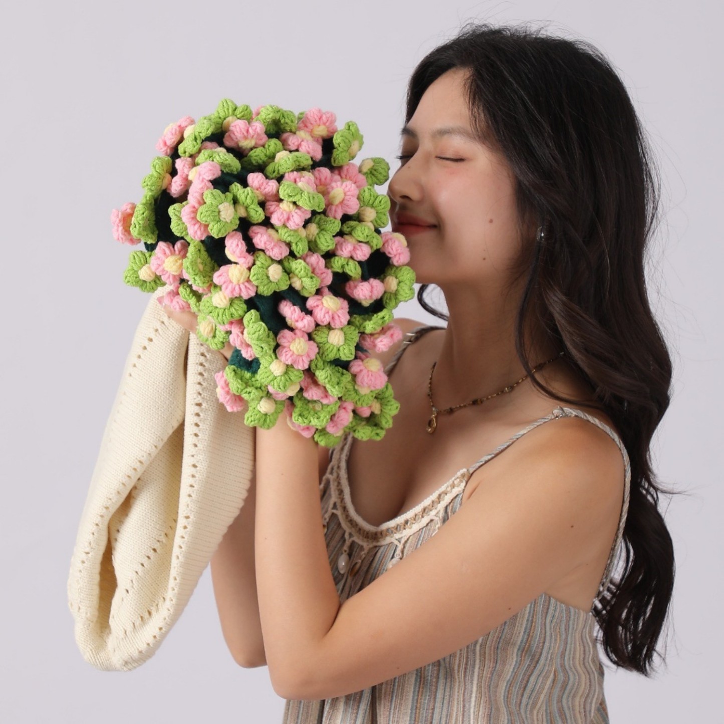 Hand-Knitted Daisy Blanket Bouquet Blanket Ready-Made Hand-Woven Flower Blanket Gift For Mother And Girlfriend