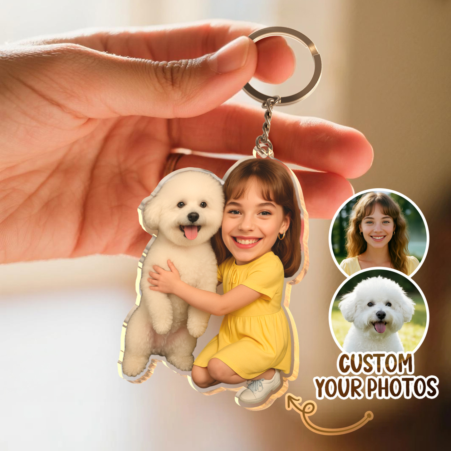 Personalized "Me & My Pet" Acrylic Keychain Funny Custom Gift for Her