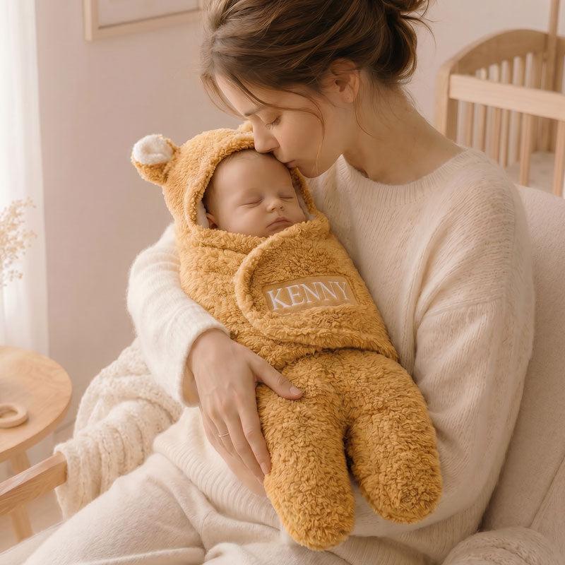 Plush Bunny Baby Swaddle Sleep Sack Anti-Startle Wearable Blanket Split-Leg Sleeping Bag for Newborns