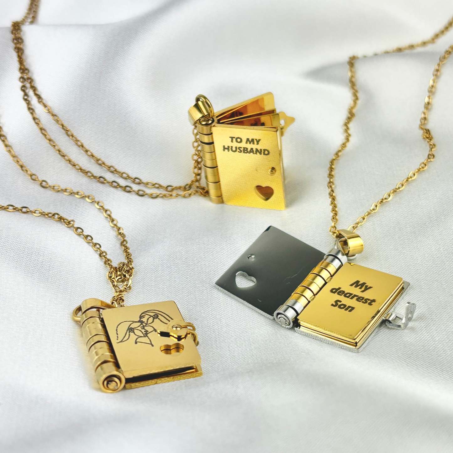 My Daughter Book Necklace, Custom Engraved Message