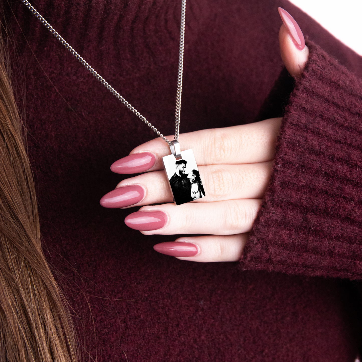 Custom Photo Necklace Gift For Couple