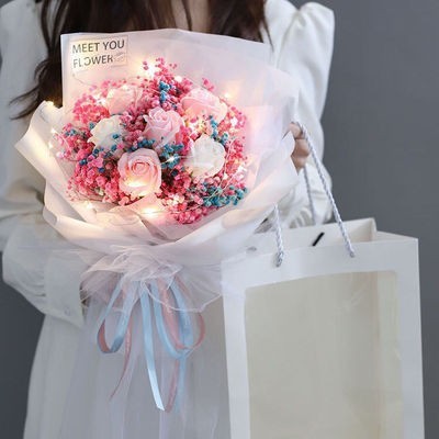 Custom Photo Plush Keychain Doll Bouquet Personalized Cartoon Mini Doll Flowers Mother's Day Gift