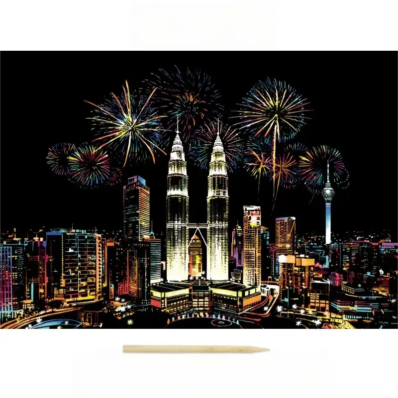 Colorful City Night Scene Scratch Painting Scratch Handmade Scratch Painting DIY Creative Handmade Painting