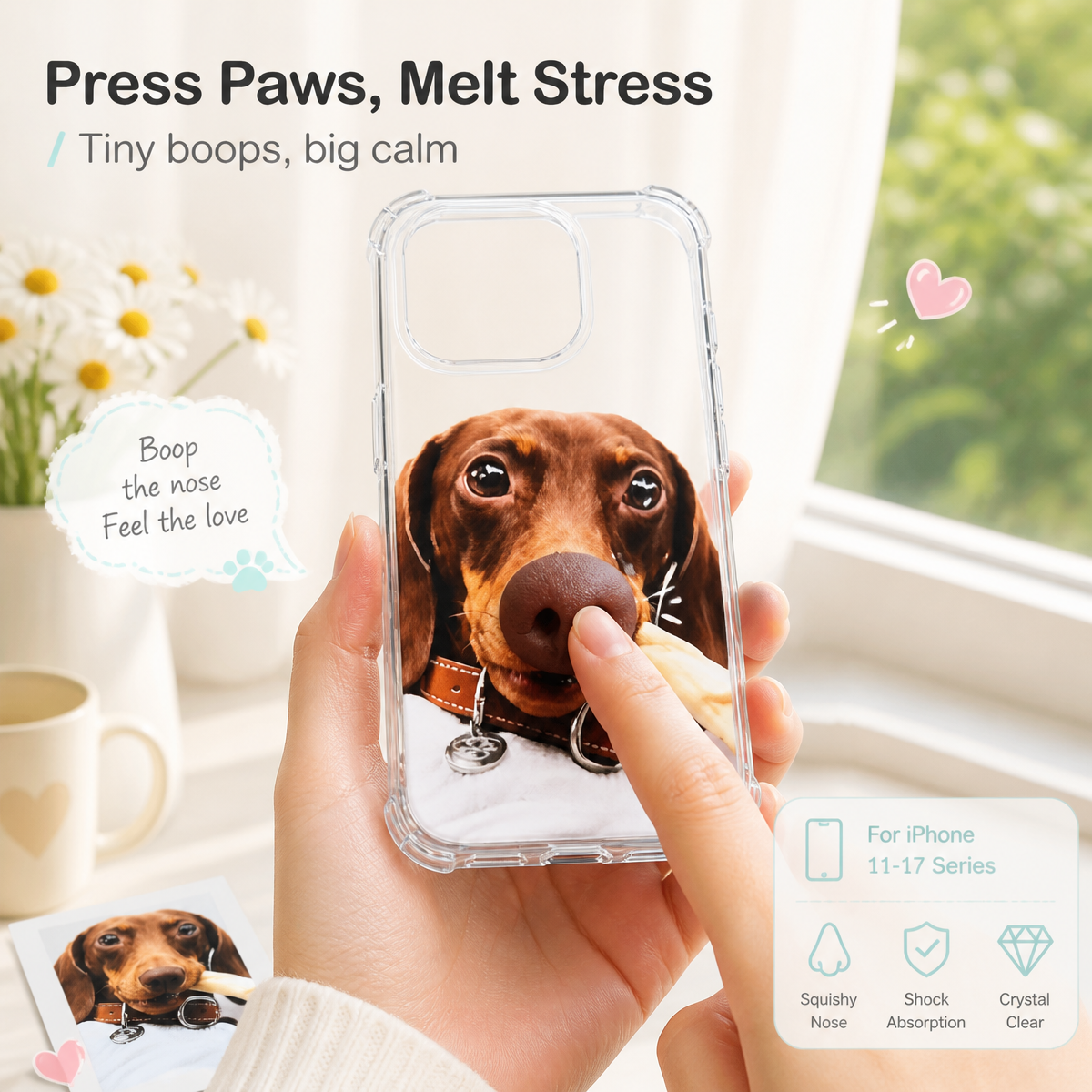 Custom Pet Photo Phone Case – Personalized Dog & Cat Case with Squeeze Nose
