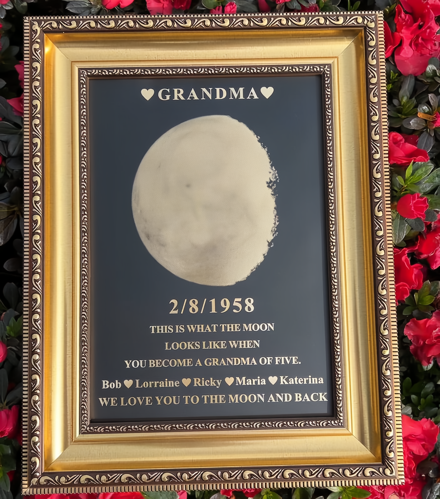 Custom Moon Phase Frame With Birth Date Ideal Gift for Mom Grandma