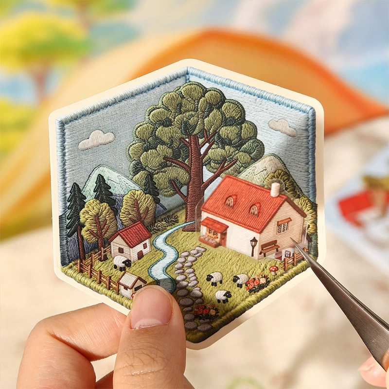 DIY Spring Theme Miniature Scene Sticker Set Embroidery Effect 3D Collage Creative Craft Gift for Yourself or Friends
