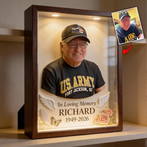 In Loving Memory Personalized Memorial Wooden Frame LED Light, Custom Photo Remembrance Frame, Mother's Day Memorial Gift