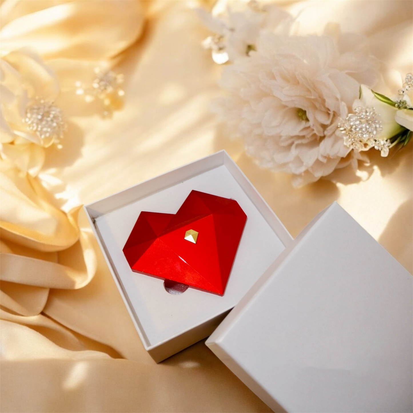 Heart Ring Box with Heart Promise Ring Open Adjustable Ring Multicolor Gift For Lover For Her