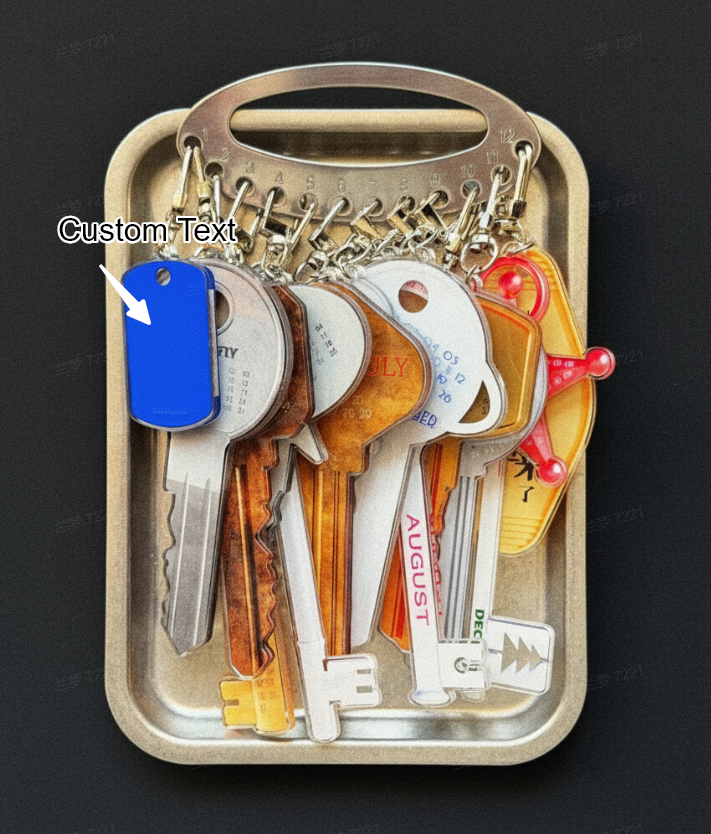 Custom Fun Keychain Themed Monthly Calendar Backpack Charm and Novelty Accessory