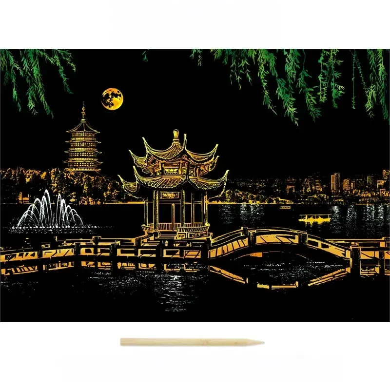Colorful City Night Scene Scratch Painting Scratch Handmade Scratch Painting DIY Creative Handmade Painting