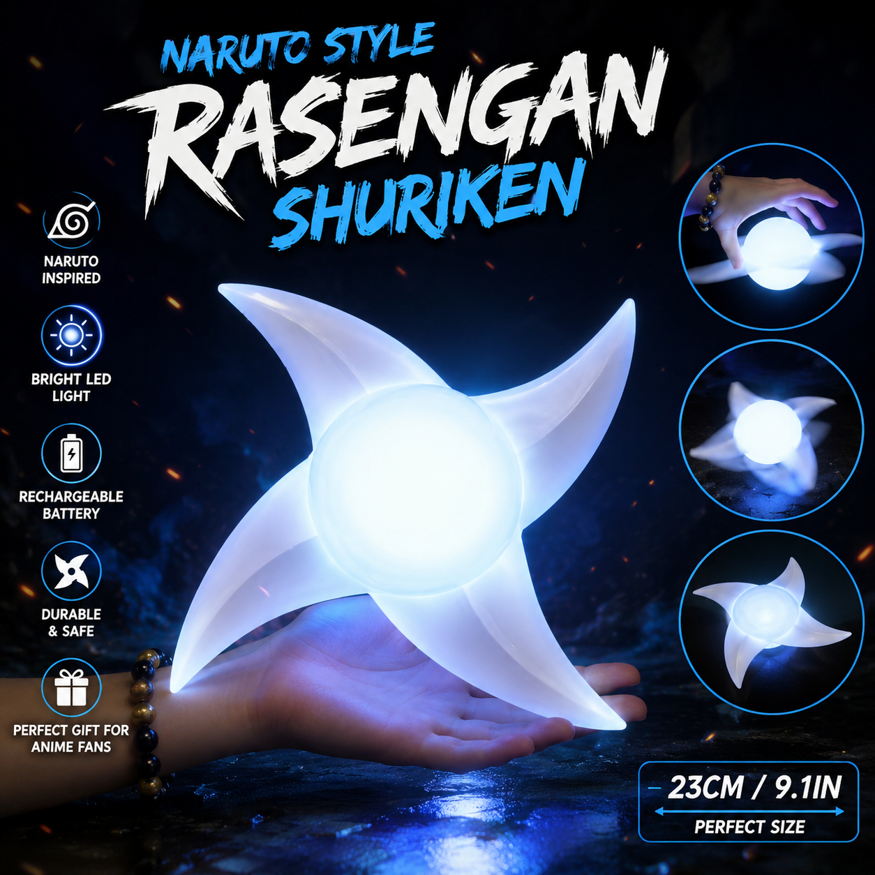 Rasengan whirlwind spiral light blade rotating shuriken glowing cos peripheral hands-on children's laser sword toy