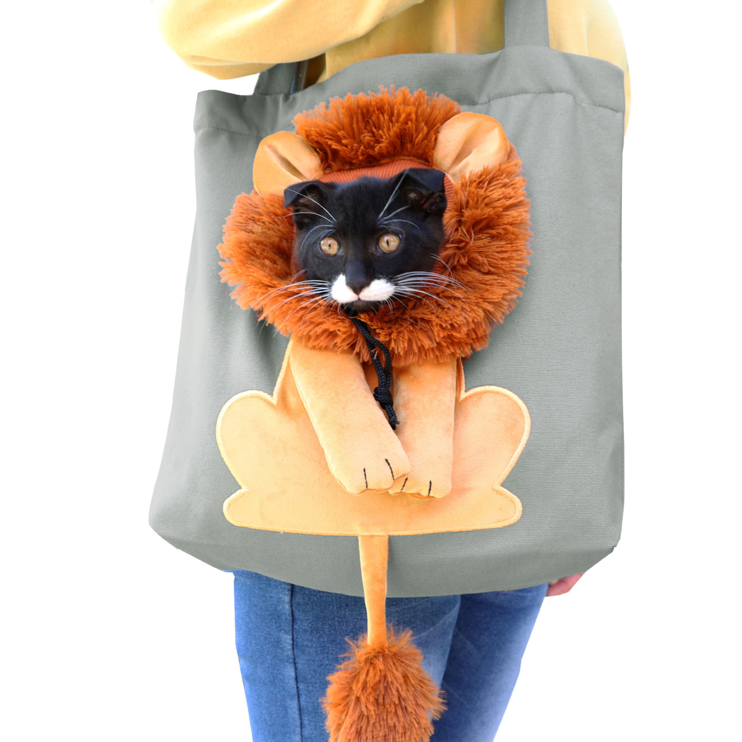Pet Outing Bag with Head Exposed Little Lion Cat Bag Small Dog Shoulder Bag Canvas Bag - soufeelus