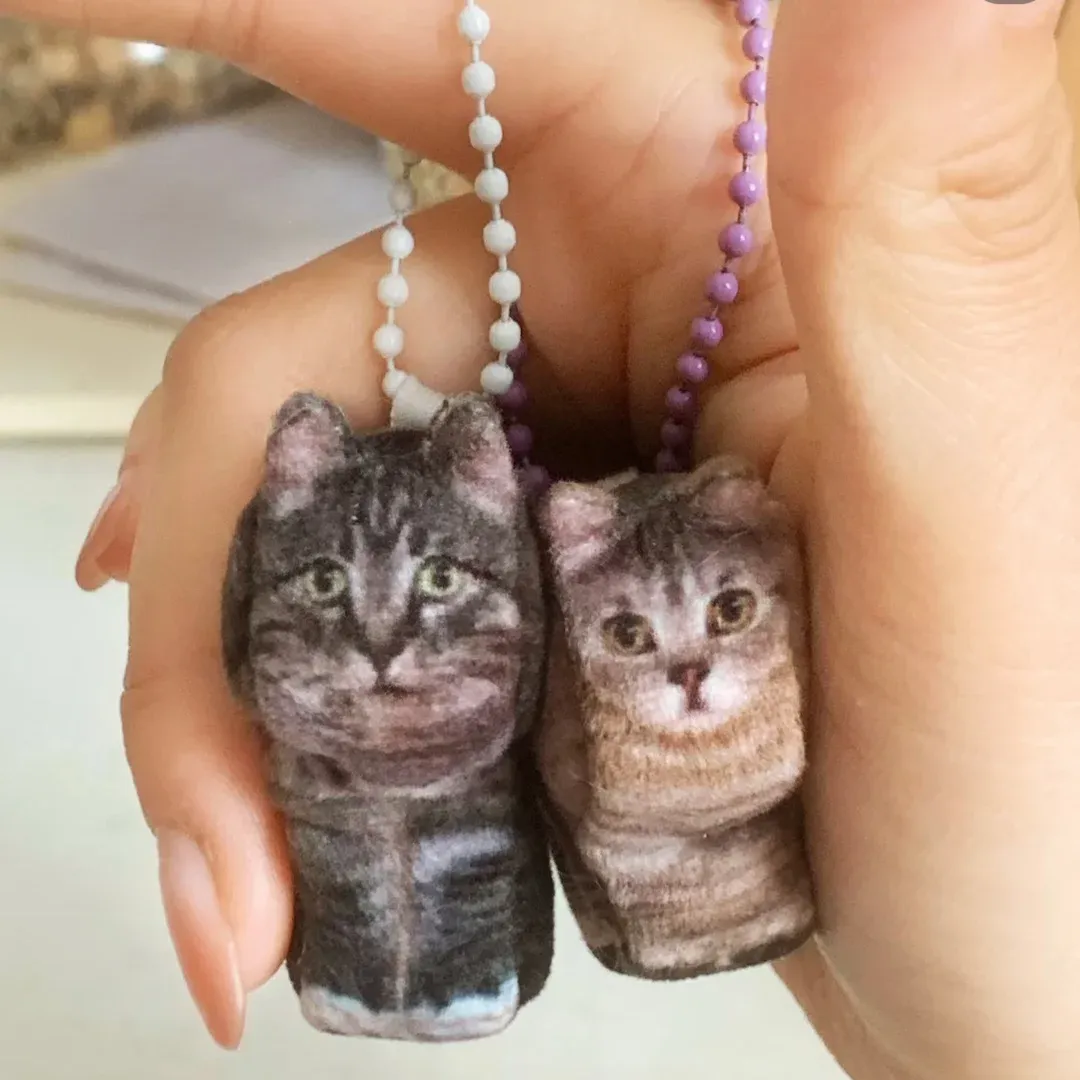 Customized Cat Dog Handmade Square Plushie Keychain Bag Charm