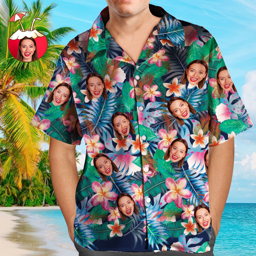 Custom Hawaiian Shirts Colorful Flowers Personalized Aloha Beach Shirt For Men
