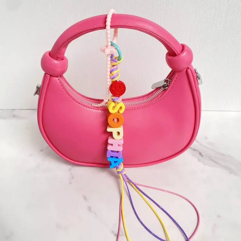 Personalized Bag Charm Name Chain Custom Acrylic Letters (Colors Random) Bag Charm for Purse Accessory Backpack Charm Personalized Gift