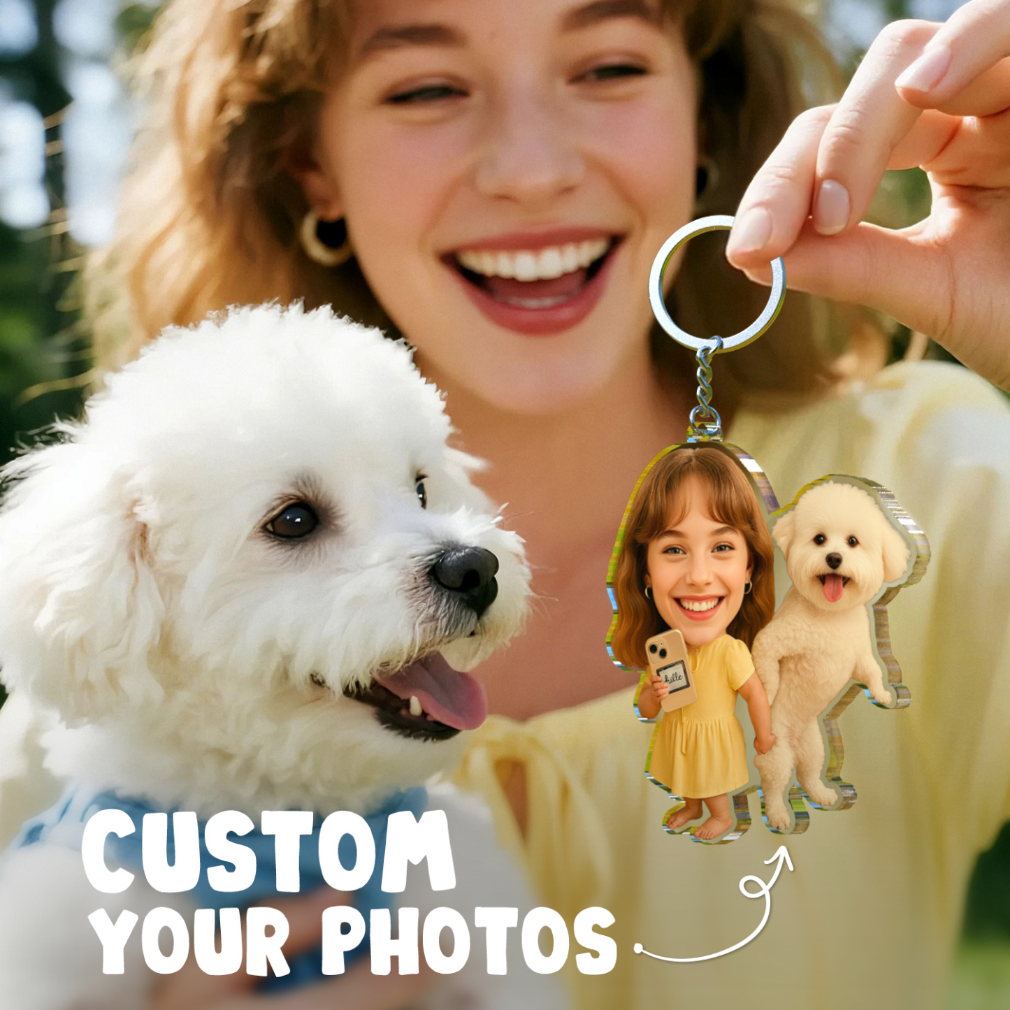 Personalized "Me & My Pet" Acrylic Keychain Funny Custom Gift for Her