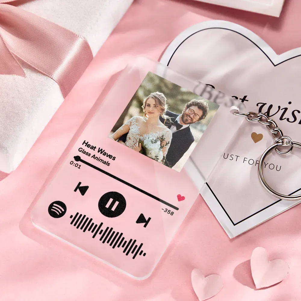 Scannable Spotify Code Plaque Keychain Music and Photo Acrylic, Song Keychain 2.1in*3.4in (5.4*8.6cm)