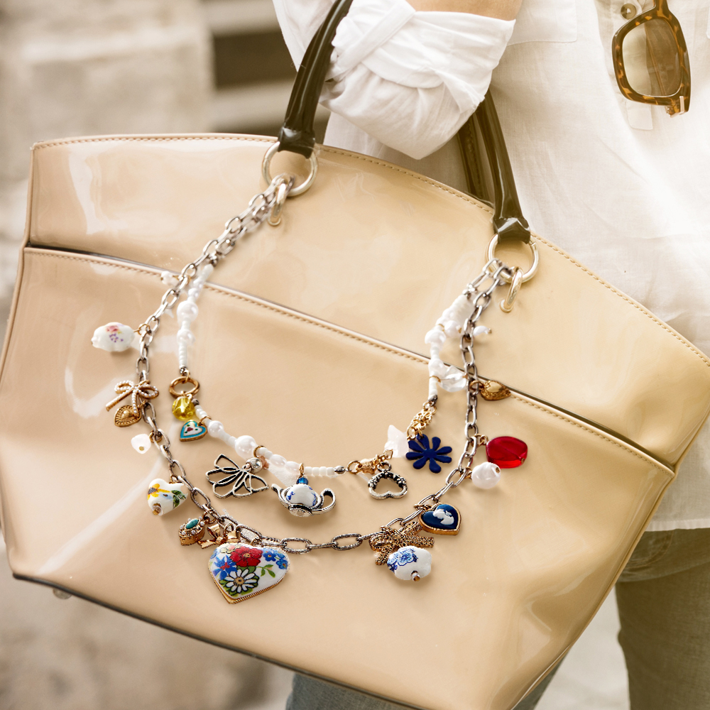 Boho Bag Charm-Chic Jewelry with Gemstone Pendants | Handcrafted Layered Necklace for Women, Birthday Gift & Festival Accessory