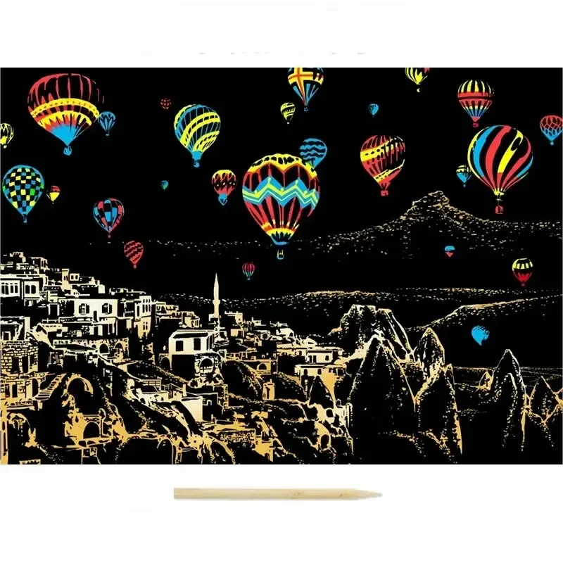 Colorful City Night Scene Scratch Painting Scratch Handmade Scratch Painting DIY Creative Handmade Painting