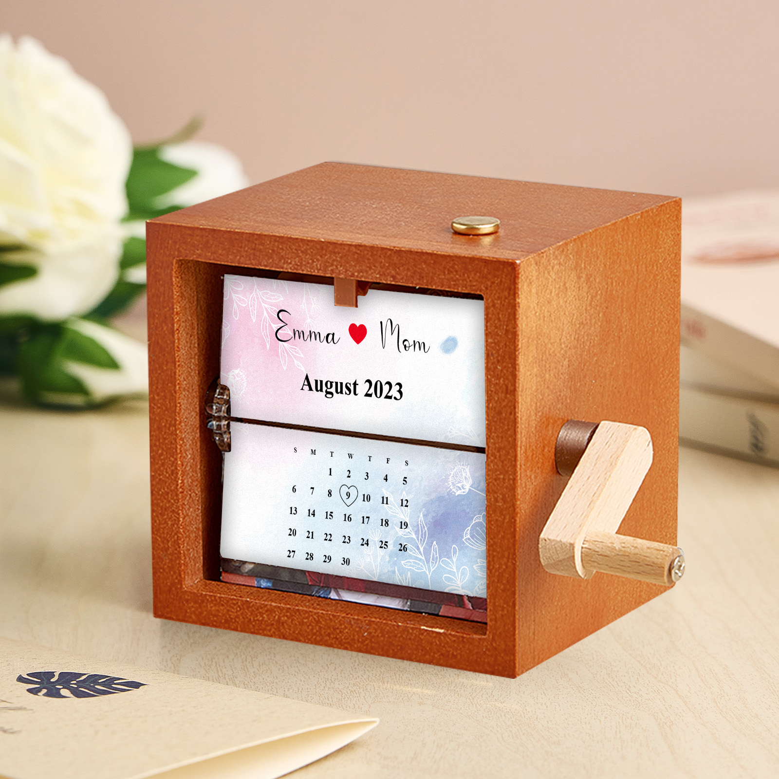 Custom Calendar Photo Flipbook Frame Animation Machine Mechanical Hand-cranked Flipbook Box Photo Album Mother's Day Gifts detail