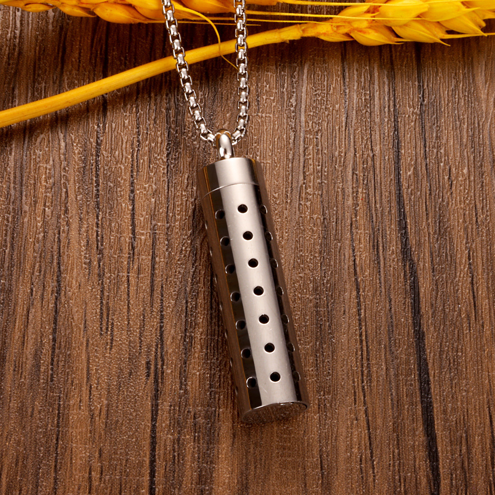 Perfume Diffuser Necklace Essential Oil Aromatherapy Stainless Steel Necklace Vertical Fragrance Pendant Necklace