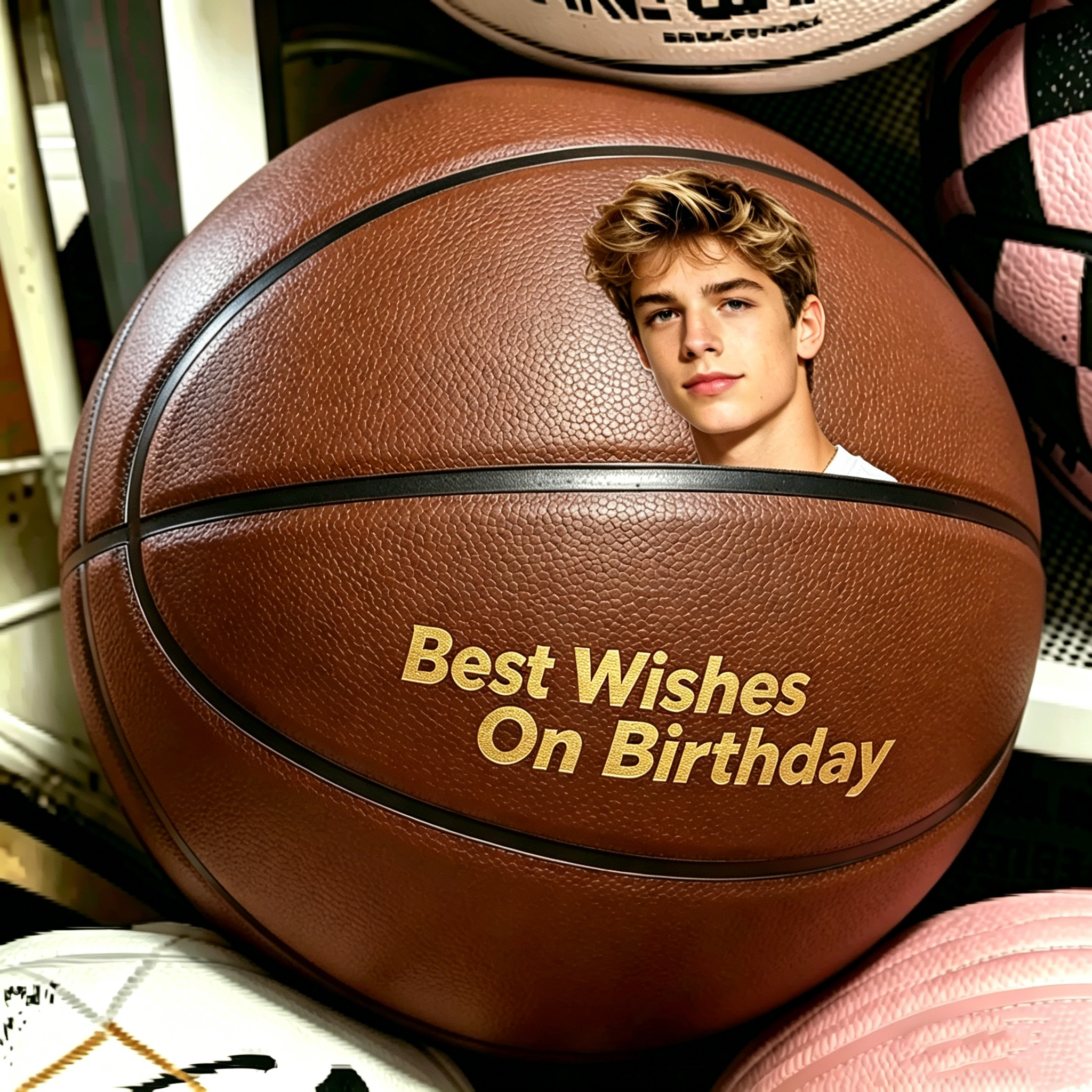 Custom Photo & Text Engraved Basketball Personalized Sports Gift for Boyfriend Dad or Basketball Lover