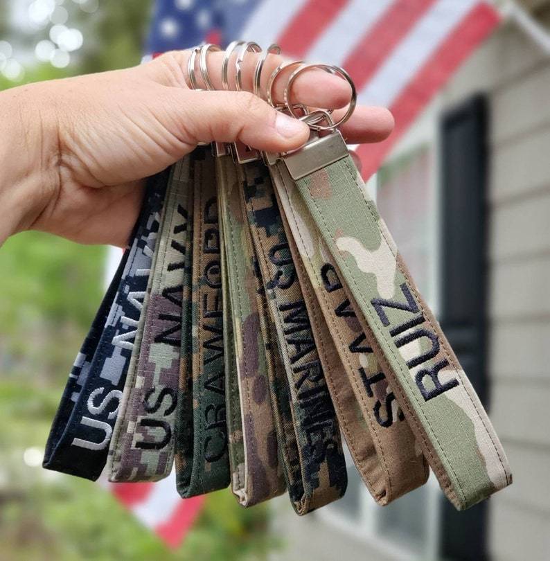 Custom Military Keychain Personalized Military Gift ROTC JROTC Monogram Key Fob Military Gift Army Navy Marines Air Force Coast Guard Gifts