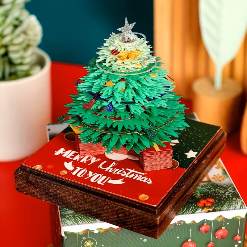 2026 Calendar Desk Decor Pop-Up 3D Paper Sculpture Memo Pad Christmas New Year Gift