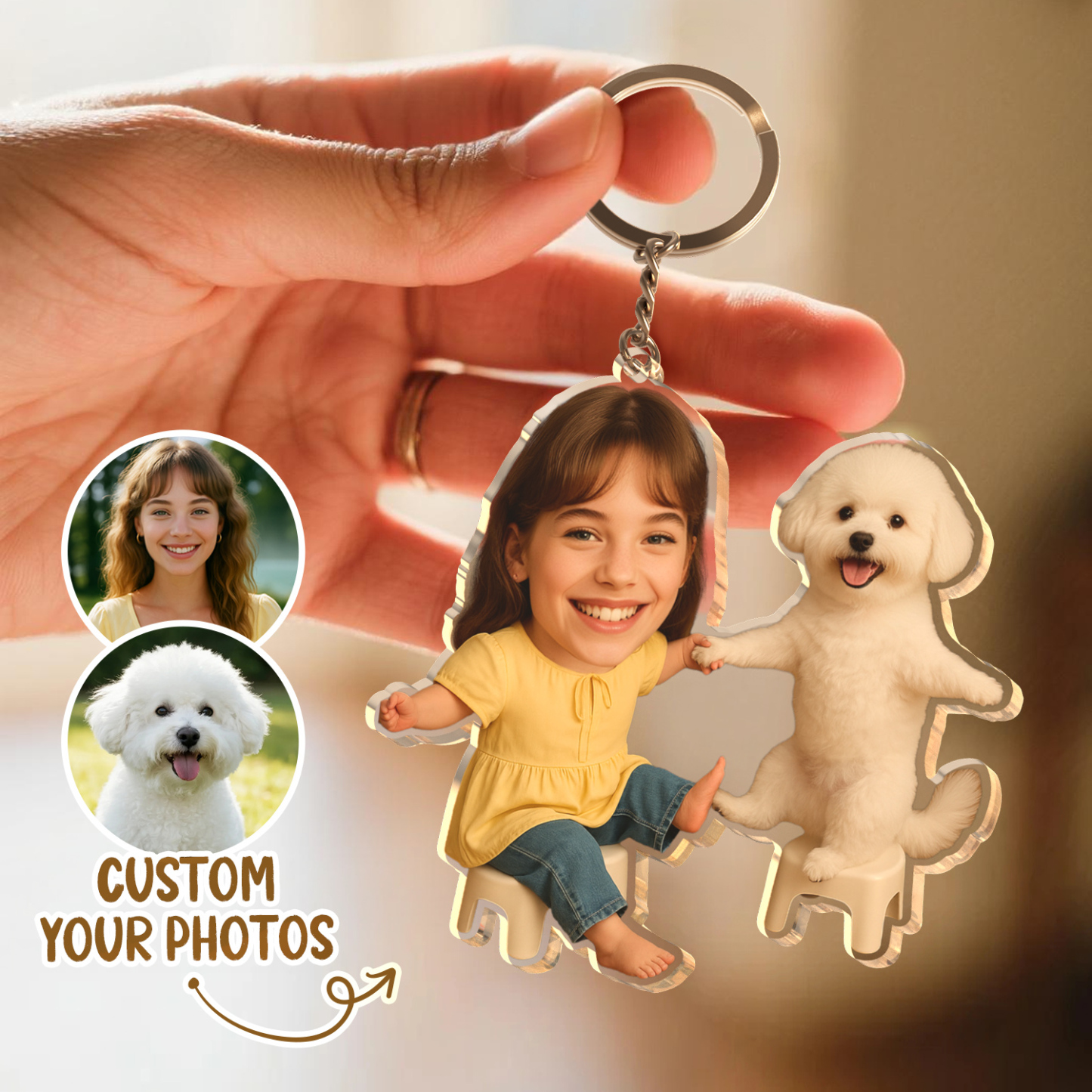 Personalized "Me & My Pet" Acrylic Keychain Funny Custom Gift for Her