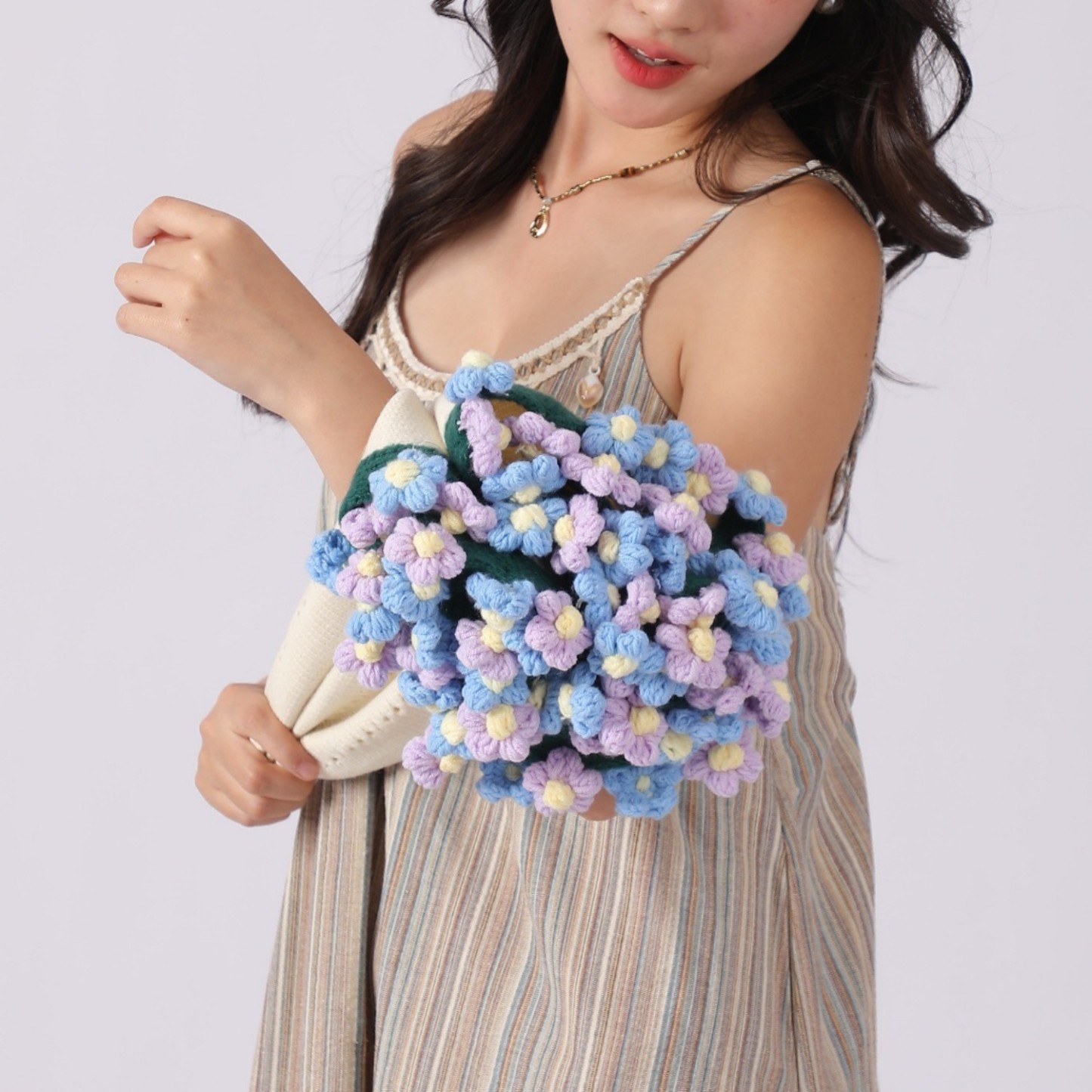 Hand-Knitted Daisy Blanket Bouquet Blanket Ready-Made Hand-Woven Flower Blanket Gift For Mother And Girlfriend