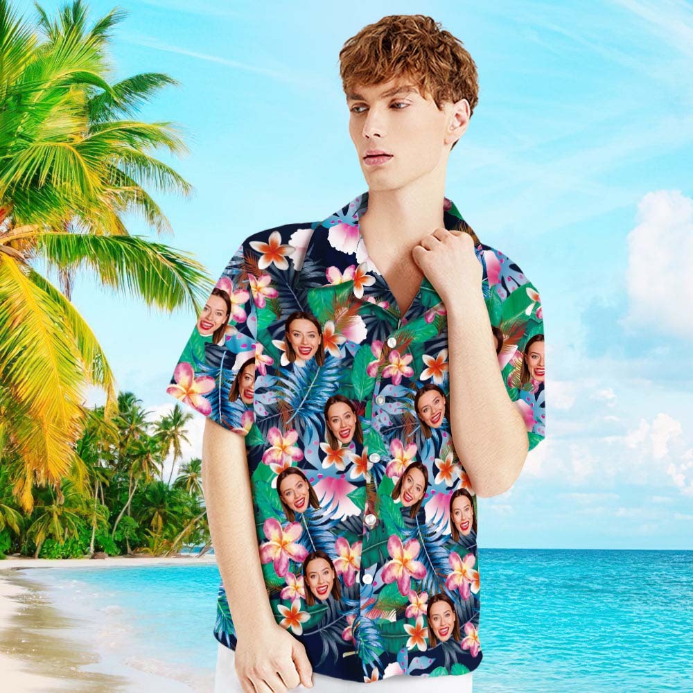 Custom Hawaiian Shirts Colorful Flowers Personalized Aloha Beach Shirt For Men
