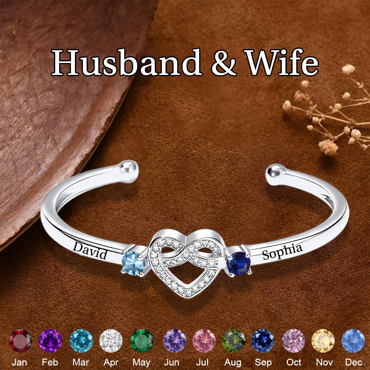 Custom Name Birthstone Adjustable Bracelet Personalized Jewelry Gift for Her