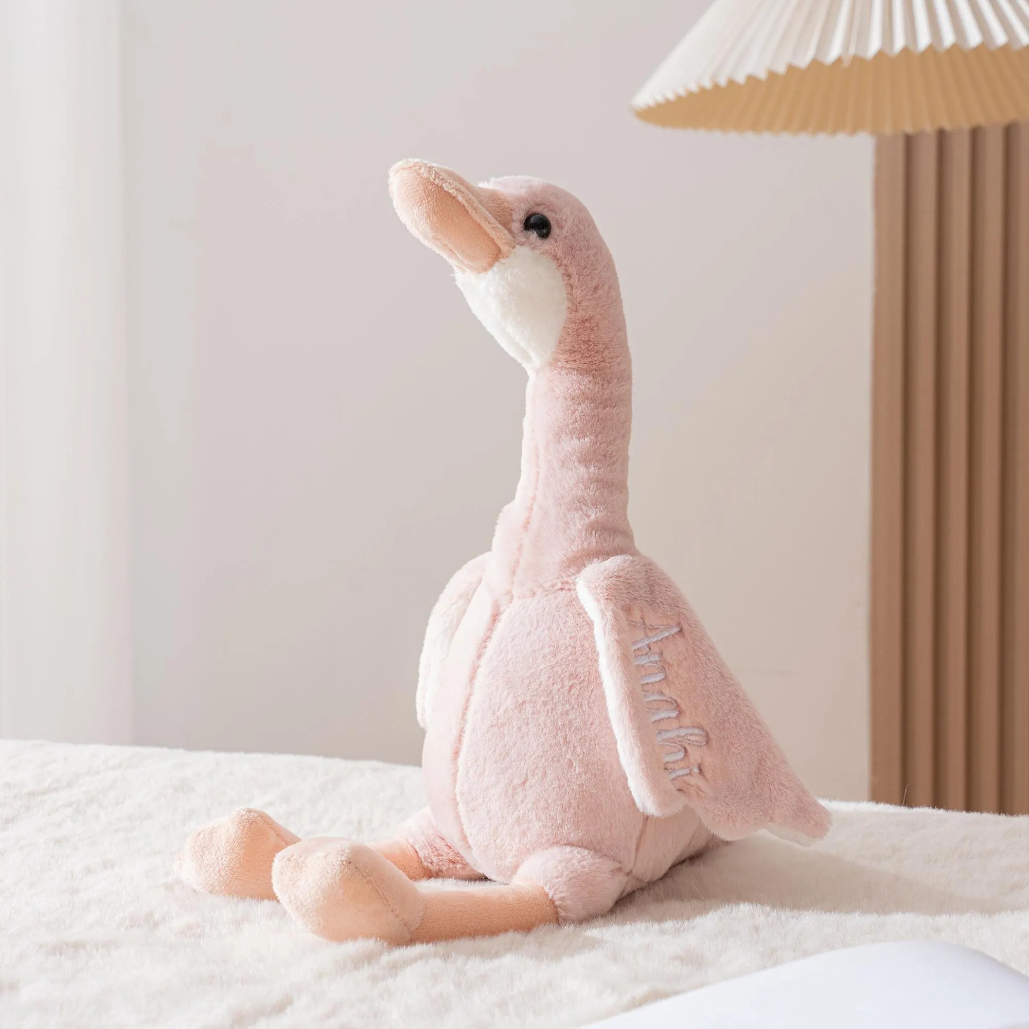 Personalized Name Embroidered Goose Plush – Custom Baby Comfort Toy, Newborn & Baby Shower Gift for Toddlers and Kids** detail