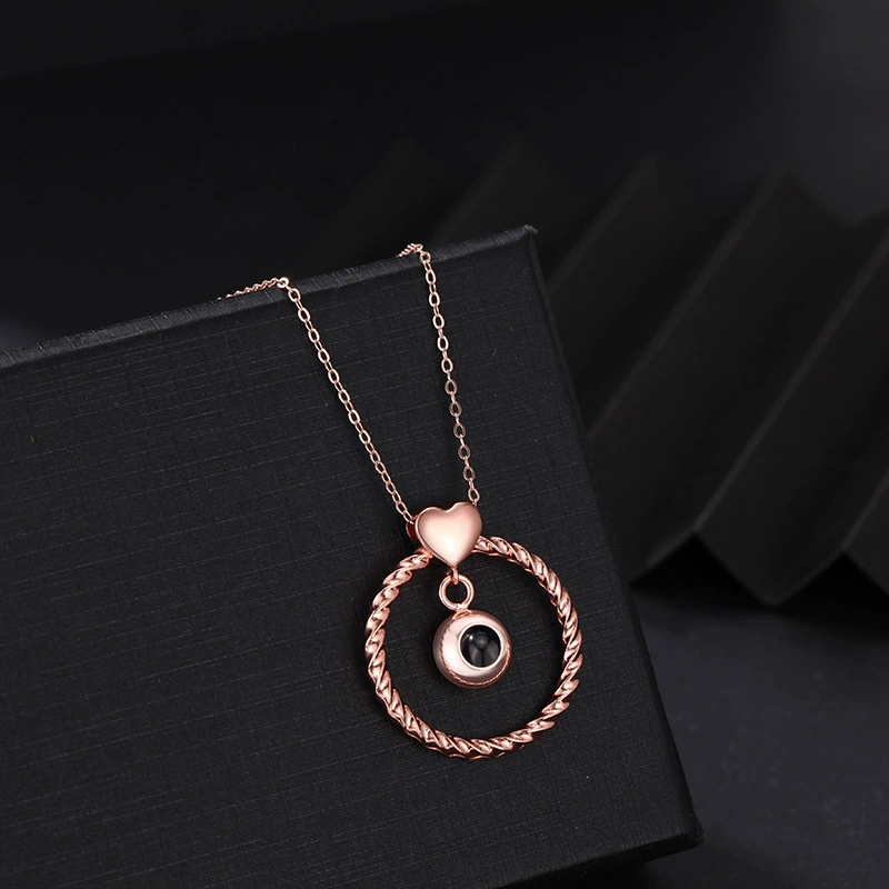 Custom Photo Projection Necklace Memorial Picture Jewelry Pet Family Photo Necklace Wedding Birthday Graduation Gift for Her