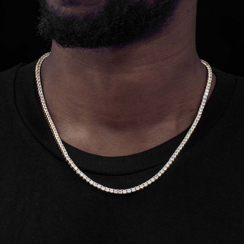Spring Clasp Gold Tennis Necklace Fashion Hip Hop Style - soufeelus