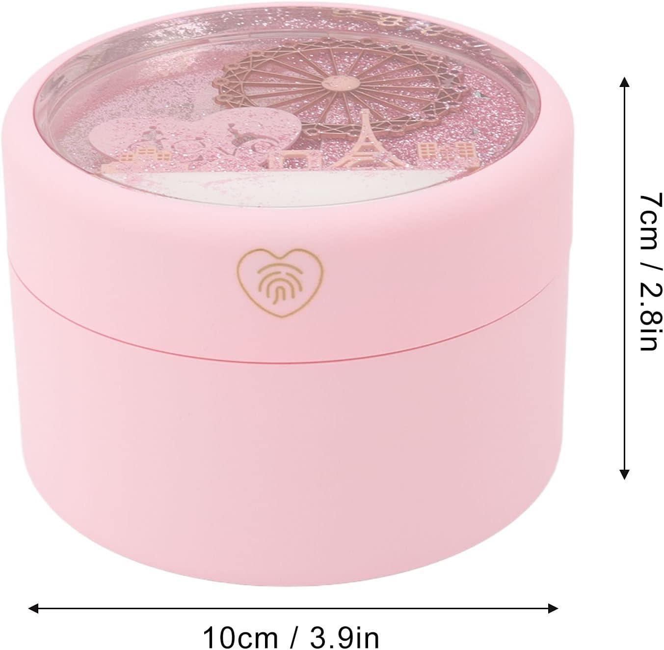 Necklace Pendant Box Jewelry Box Gift Boxes Single Neckline Box Pendant Wheel Round Jewelry Gift Case LED Light Clamshell Small for Proposal White & Pink
