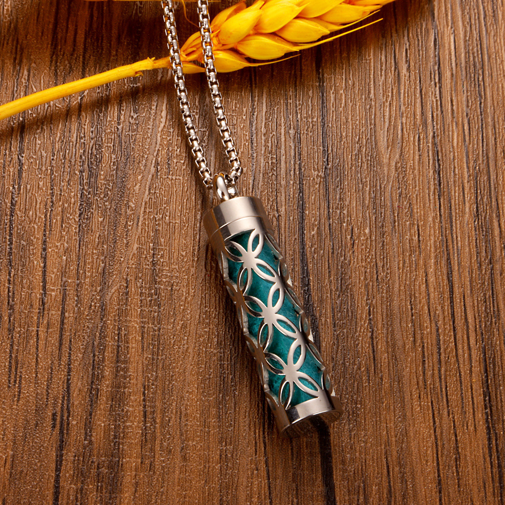 Perfume Diffuser Necklace Essential Oil Aromatherapy Stainless Steel Necklace Vertical Fragrance Pendant Necklace