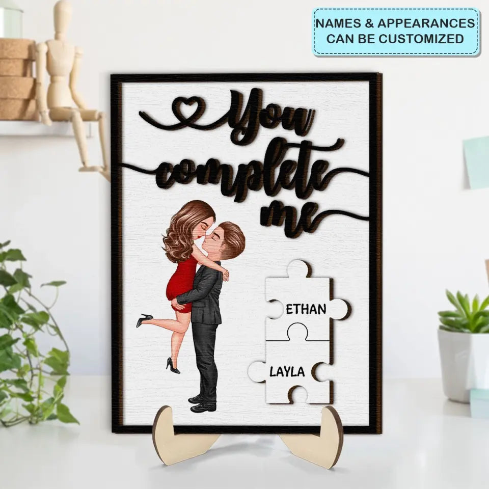 My Missing Piece Valentine's Day Gifts for Her/Him Personalized Wooden Plaque detail