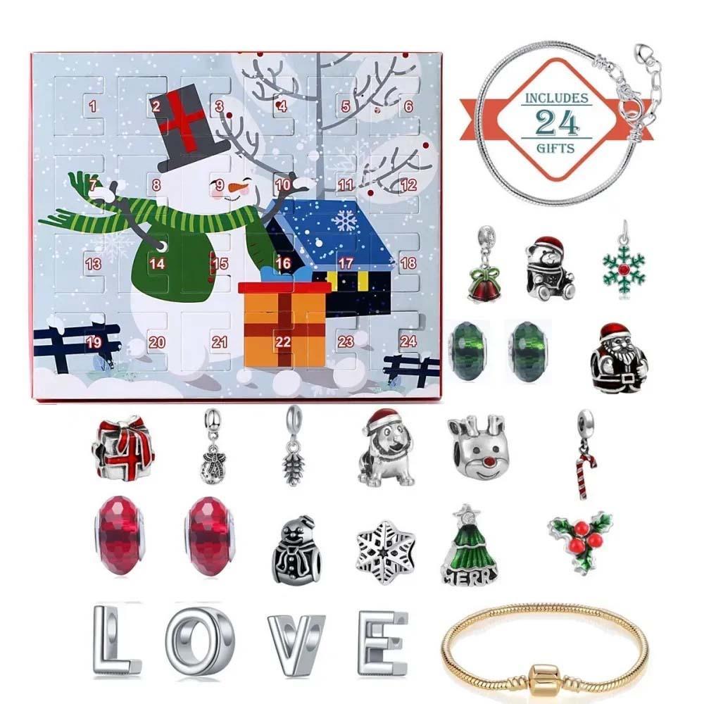 Personalized Photo Charm Christmas Charm Surprise Blind Box Bracelet 24 Calendar Countdown Gift Box Bracelet DIY Charms
