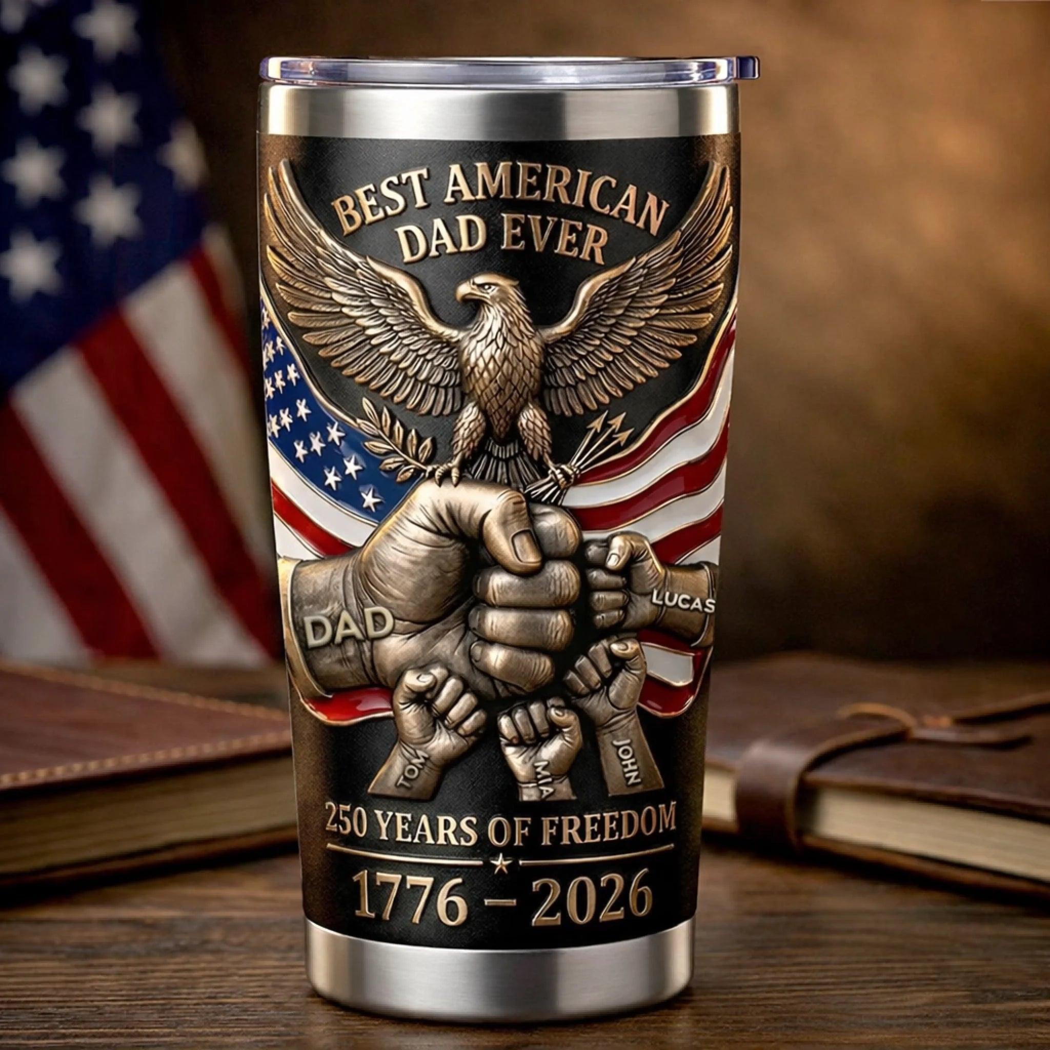 250 Years Of Freedom Customized Thermos Cup - Personalized Name - Gifts For Dad